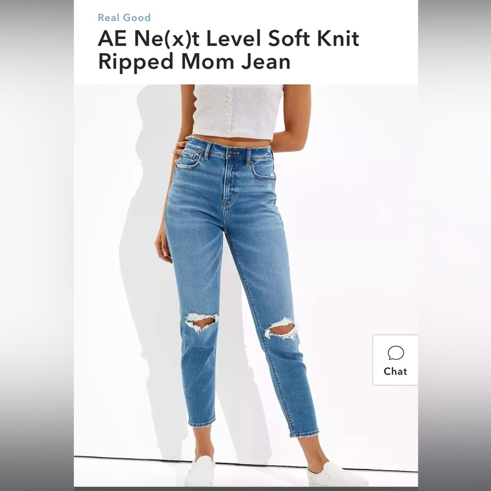 AE Ne(x)t Level Soft Knit Ripped Mom Jean Size 6R
